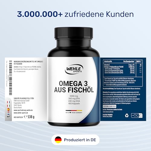 Omega 3 Kapseln hochdosiert – 400 Kapseln – 2000 mg Fischöl pro Tag – Ansicht 5