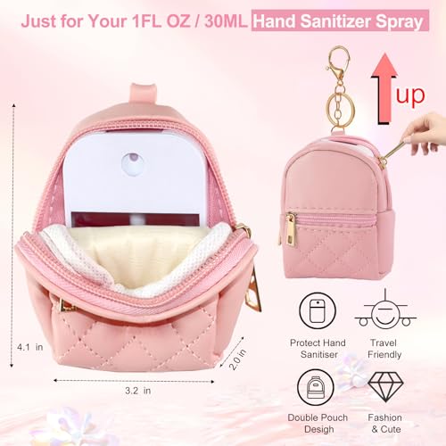 3 Pack Hand Sanitizer Spray Case for 1FL OZ/30ml, Mini Backpack Keychain, Portable Makeup Lipstick Bag, Travel Data Cable Organizer Purse, PU Zippered Pouch (Style A)2