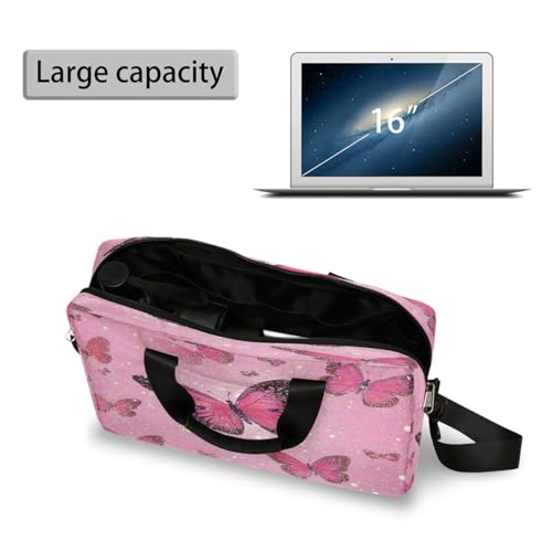 Maletín mensajero con brillo rosa para laptop 14-16" miniatura 5
