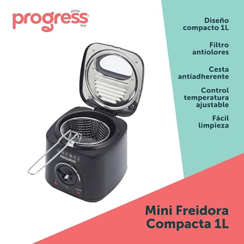 Freidora de 1 L Progress EK2969PBLKVDE mini con cesta antiadherente de alta durabilidad y 950W 4