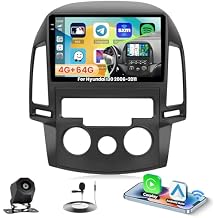 4+64G Android 15 Radio for Hyundai I30 2006-2011, 9" Touchscreen for Hyundai I30 Car Stereo with Wireless CarPlay/Android Auto, 5GHz WiFi, Bluetooth 5.0, EQ, GPS, 1280 * 720, Backup Camera