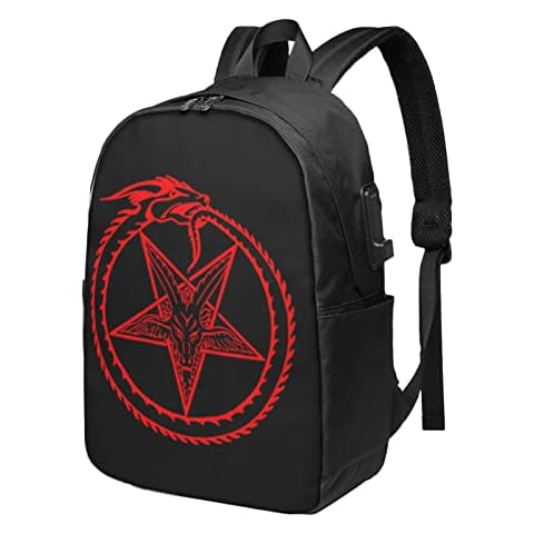 Baphomet Satan Travel Laptop Backpack Durable Daypacks Business School Backpack With Usb for Men Women Boys Girls 17 Inch Cover
