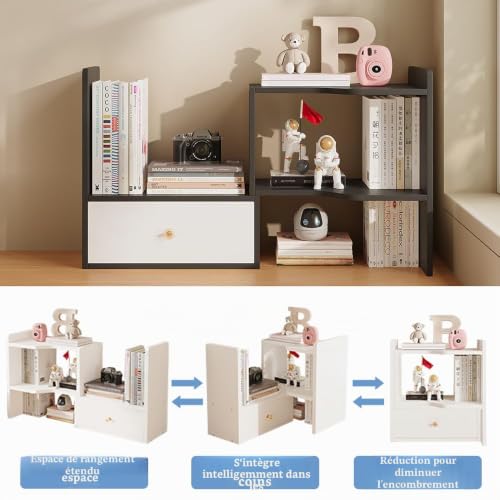 NUODWELL Étagère de bureau extensible, autonome, réglable, pour bureau, organisateur de bureau pour bureau et maison (noir) – vue 6