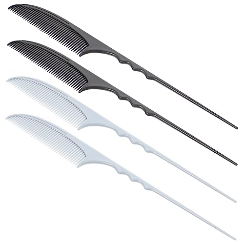 POPETPOP Set 4 Pettini Antistatici Per Chioma Da Salone, Pettini Per Cotonare e Dividere, Strumenti Professionali Riutilizzabili Per Styling Uomo e Donna
