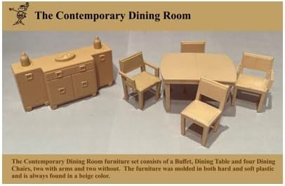 Dollhouse3DParts, Dining Room Chair w/Out Arms, Marx Vintage Dollhouse Furniture, Contemporary Line, 1/2"-1:24 Scale, Beige Hard Plastic, 1950s-1960s Style image 2