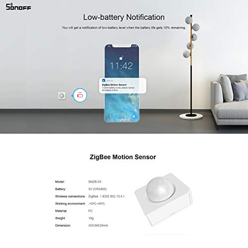yeacher SNZB-03 Sensor de Movimento com App Alert de Movimento Sem Fio para Luzes Sensor de Moviment