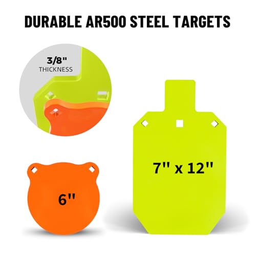 Image of Highwild AR500 Steel Shooting Targets Combo Metal Gong Silhouette Targets for Shooting Range Outdoor
