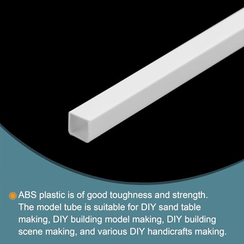QUARKZMAN 5 Stücke 20 Kunststoffmodellrohr ABS Massiver Quadratstab 0,31x0,31 Weiß Einfache Verarbeitung für Architekturmodellbau DIY