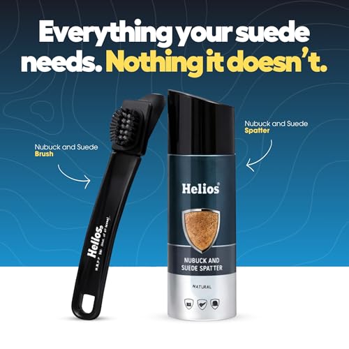 Image of Helios Suede & Nubuck Cleaner Spray 165 ml with Brush | Removes Dirt, Dust & Stains | Safe for Suede, Nubuck & Leather Shoes | Shoe Cleaning Kit