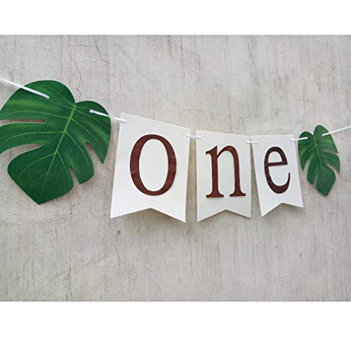 One Banner With Tropical Palm Leaves High Chair Decoration For Jungle Safari Lion King Dinosaur Wild One Party #TOP1