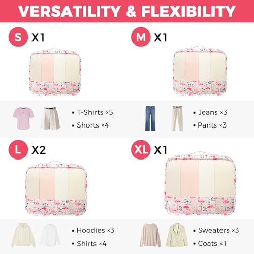 Image of BAGAIL 9 Set Packing Cubes with Packing List Luggage Packing Organizers for Travel Accessories (Flamingo)