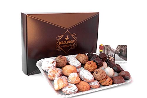 Coffret Cadeau Pasticceria - Boîte Décorée avec 1Kg de Pâtisserie Fine Des Abruzzes Aux Amandes et Noisettes - Dolci Aveja