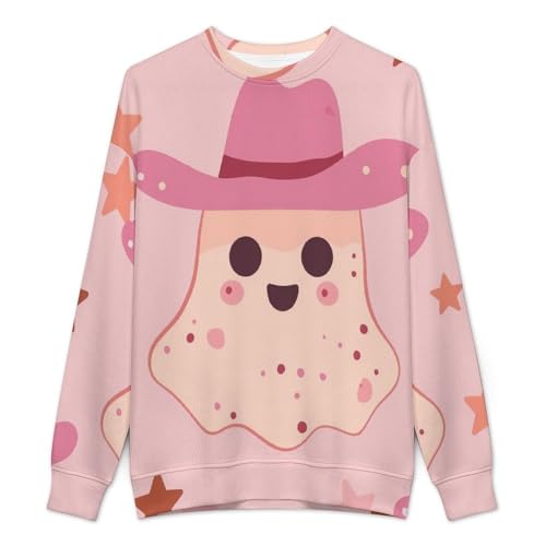 MoBlinko Mens Crewneck Sweater Western Cute Ghost Mens Sweater Sweaters for Men Long Sleeve Lightweight Pullover2