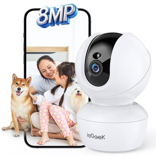 【メーカー2年保証・2025 800万高画素・2.4G&5GWiFi両対応】 ieGeek ペットカメラ iphone対応 360°PTZ機能 赤外線暗視 見守りカメラ 可自動追尾 24時間録画 人体/モーション/音声検知 警報通知 小型 防犯カメラ 室内 双方向音声 遠隔操作 監視カメラ 猫 犬 赤ちゃん 子供/高齢者