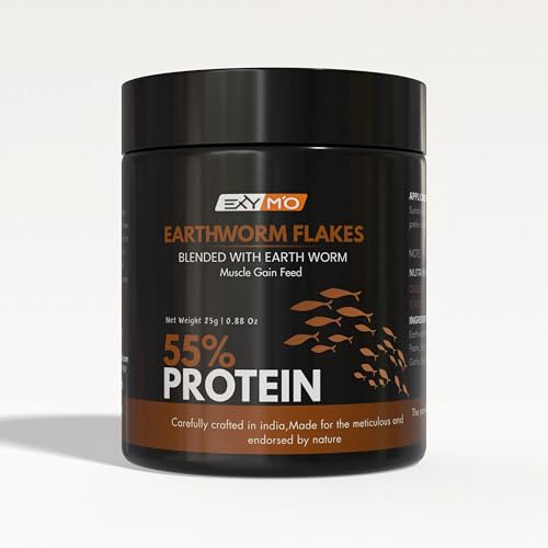 Image of Earth Worm Flakes 25g Fish Food with 55% Protein for Guppy,Betta Fish,Guppy Fries,Tetra and All Types of Tropical Fishes and All Life Stage