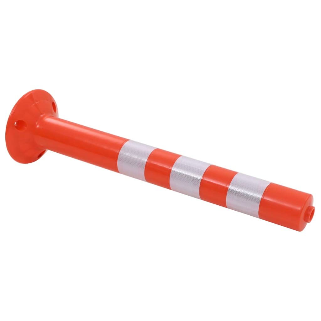 Bolardos de tráfico de plástico, 2 unidades, 75 cm de alto, color rojo y plateado con bandas reflectantes para aparcamiento, señal de señalización de aparcamiento, señal de señalización de
