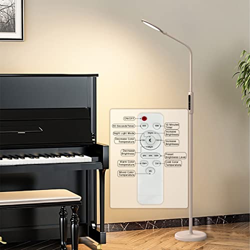Syrinx 3 In 1 Led Floor Lamp, Desk Lamp, Clamp-On Lamp With Remote Control, 5 Brightness Levels & 5 Colors Temperatures, Dimmable, Adjustable Gooseneck Pole Lamp For Living Room Office Bedroom - White #TOP2