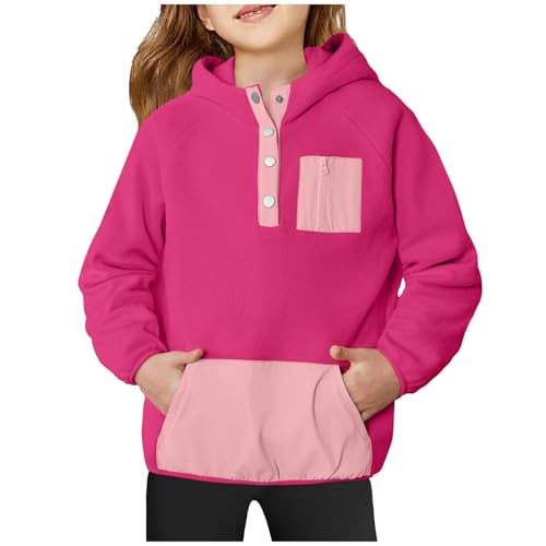Hoodies for Teen Girls Cute Trendy Youth Long Sleeve Button Up Hooded Sweatshirt with Pocket Tween Girls 5-14 Years