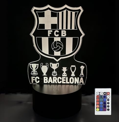 Ezonik Lampara Barcelona, Sextete Barça,Regalo para Niños,Escudo de Fútbol para Niño y Adulto.16 Colores,Luz Led Nocturna,Control Remoto,Lámparas Personalizadas. Iluminación Interior.