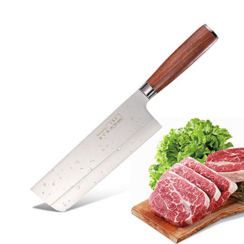 MannyGa Nakiri Knife 7 Inch Japanese Chef Knife and Chef's Knife with Ergonomic Handle and Multipurpose Chef Knife for Kitchen