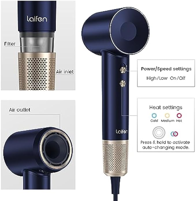 Laifen Hair Dryer, Negative Ionic Blow Dryer with 110, 000 RPM