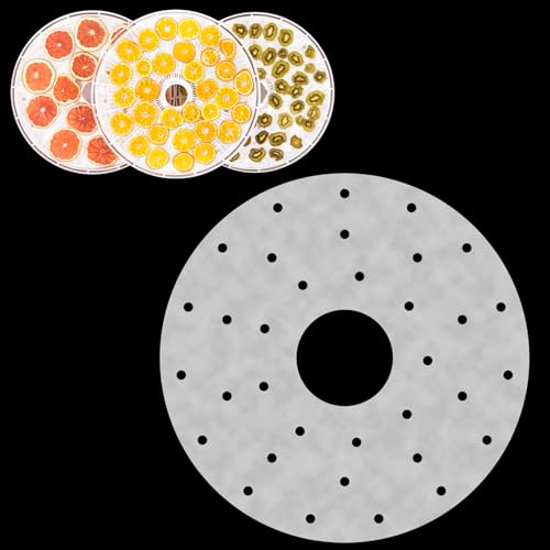 Lconvicely Papel pergaminho redondo de 27,4 cm com furo, tapetes desidratadores de frutas antiaderen