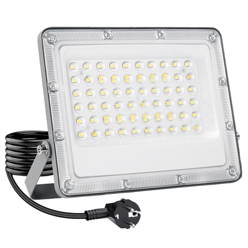 OUSIDE Foco LED Exterior 50W, 5000LM, 6500K Luz Blanca Fría, IP66 Impermeable No Regulable – Lámpara de Seguridad para Jardín, Garaje, Terraza, Patio y Almacén