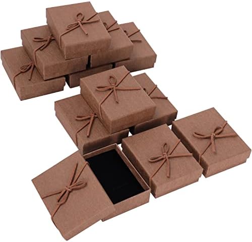 Kurtzy Paper Jewellery Display Gift Boxes with Bows (12 Pack) - 7 x 9 x 2.8cm/2.76 x 3.54 x 1.1 Inches - Cardboard Packaging Box Set with Foam Insert for Earrings, Necklaces, Bracelets & Rings