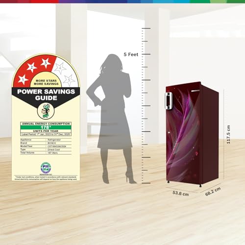 Image of Bosch 187 L, 3 star, Smart Inverter, Direct-Cool Single Door Refrigerator, Feather Wine (CST18W33NI)|18 Hrs Cooling Retention |Super Freeze |Largest Vegetable Box|Beverage Space |2.5x Faster Cooling