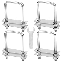 Bügelschraube Mit Gewinde M8 Vierkant-U Bügel 40mm x 100mm U-Bolzen 4Stk Mit 16 Muttern und 8 Gegenplatte U Schrauben Bügelbolzen Für Abschleppen Von Autos Schiffen Reparatur