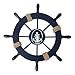 WINOMO Wood Pirate Ship Helm Wheel Home Nautical Wall Marine Decor(Dark Blue)