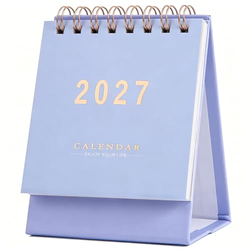 Mini Desk Calendar 2026-2027 July 2026 to Dec 2027 Standing Flip Small Desk Calendar- 2026 Monthly Desktop Calendar- Thick Paper Twin-Wire Binding for Home or Office (Purple)