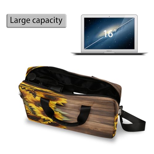 Maletín de madera con diseño de girasol para laptop 15.6" miniatura 5