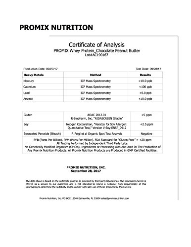 PROMIX Standard 100 Percent All Natural Grass Fed & Undenatured - Best for Optimum Fitness Nutrition Shakes & Energy Smoothie Bowls: Chocolate Peanut Butter 1 lb Bulk- Look Better Naked Whey