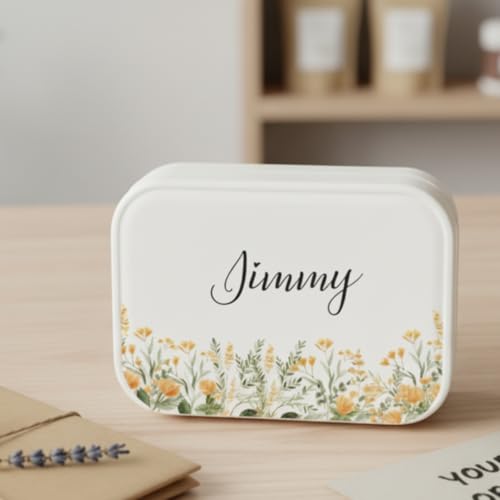 Image of PRIMIT Personalized Jewelry Box for Women & Girls - Travel Jewelry Organizer with Custom Name & Floral Design, Bridesmaid, Wedding, Anniversary (White)