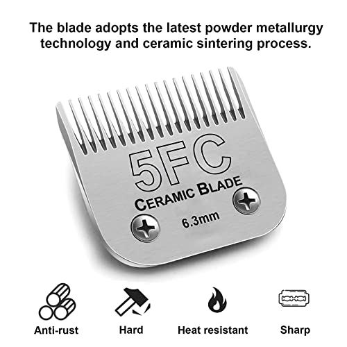 BESTBOMG Ersatzklingen für Haarschneidemaschinen zur Fellpflege bei Hunden kompatibel mit Oster Tierhaarschneidemaschine kompatibel mit Wahl und Andis hundeschermaschine (5FC 6.3mm)