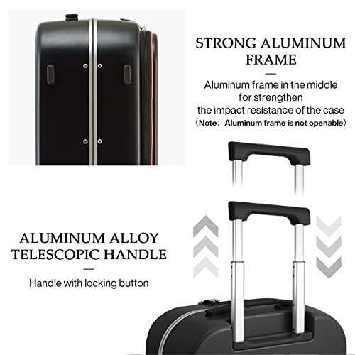 Hanke Gepäckkoffer mit Spinner-Rädern 24 Zoll Kariertes Reisegepäck Aluminiumrahmen PC-Hartschale mit TSA-Schloss und Abdeckung, Schwarz - Image 5