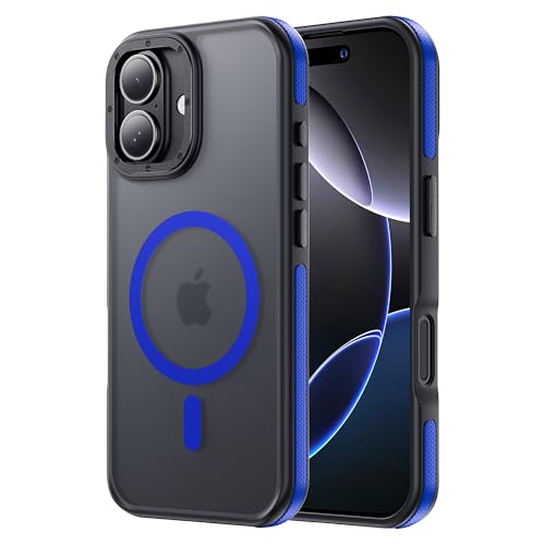 Tigowos for iPhone 17 Case, Magnetic & Shockproof, Matte Blue Bumper