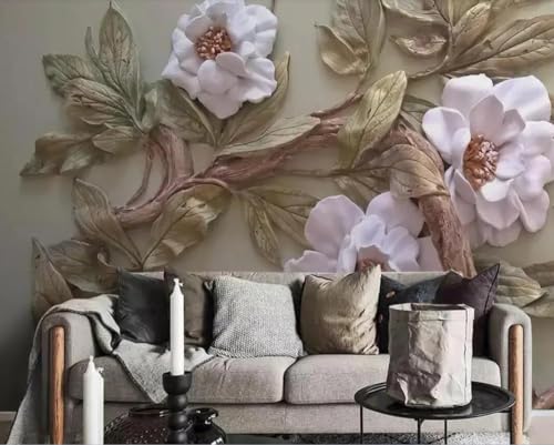 Papier peint fleurs 3d intissé pour masquer les défauts du mur - 3