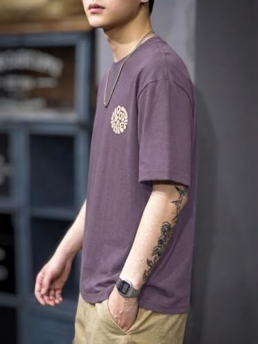 Image of SMOWKLY Men's T Shirt | Round Neck Half Sleeve Casual T Shirt for Men | Regular Fit Solid Graphic Tee | Breathable Summer Tees | Stylish Comfortable Streetwear Fashion for Men
