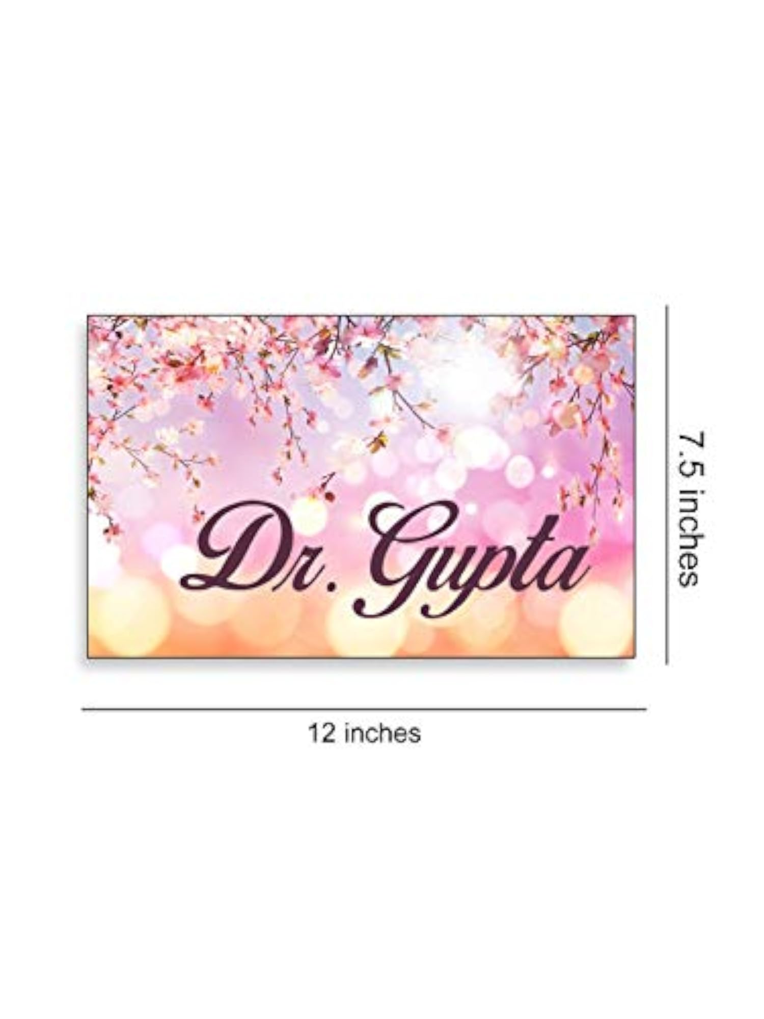 Printed Pink Flowers MDF Name Plate for Home