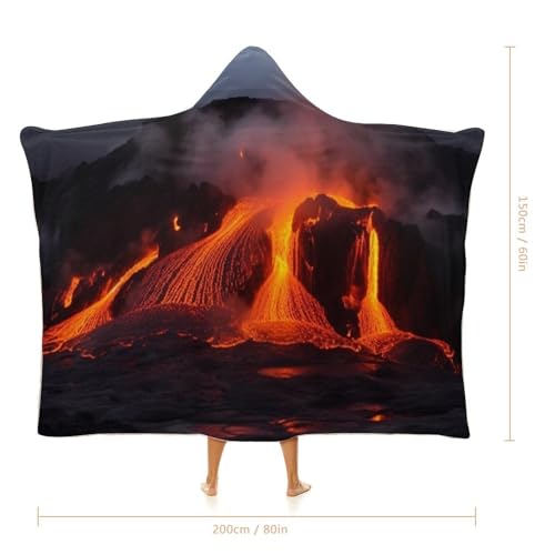 Couverture à capuche portable Kilauea Volcano cape imprimée douce et chaude - 2