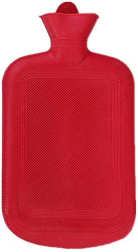 T&B® - Botella de agua caliente (2 L), diseño tradicional con forma de píldora de goma con tapa segura a prueba de fugas