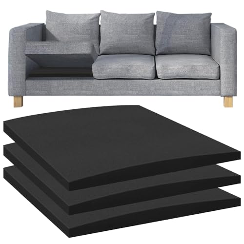 Flipped Warmth Tabla de Soporte de sofá para Asiento caído, 3 pcs 50x50cm Soporte de cojín para sofá, tableros rejuvenecedores de sofá Grandes, Tableros de Soporte para la mayoría de los sofás, Negro