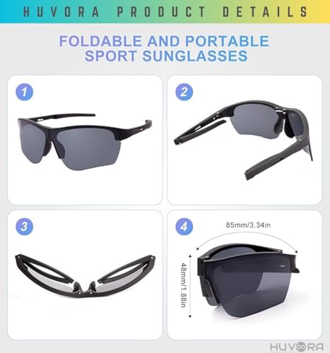 Image of Foldable Sports Sunglasses for Cricket Riding Driving Cycling Anti Glare Rimless UV400 Protected Goggles for Men Mirrored Shades for Man Stylish Branded Night Driving Glasses