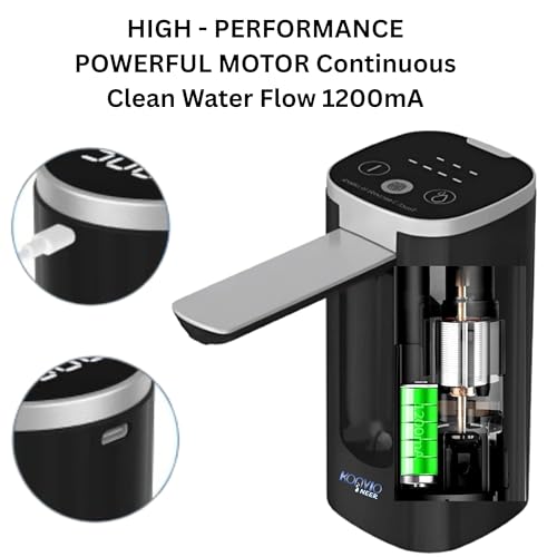 Image of KONVIO NEER Water Dispenser Pump for 20L Bottle | Smart Touch Electric | LED Display | 200 /600 /800ML Quantitative & Continuous Modes | Type-C Rechargeable 1200 Mah Pump | Food-Grade Silicone (1 Pack)