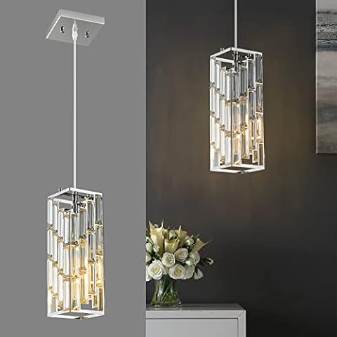 FDPBY Chrome Pendant Lighting Modern Pendant Light, Mini Crystal Chandeliers,Adjustable Pendant Light Fixture for Kitchen Island Dinning Room Bedroom (1 Pack) Cover