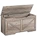 HOOBRO Storage Bench, 39.4â€ Retro Wooden Storage Chest with U-Shaped Cut-Out Pull, Safety Hinge, Supports 220 lb and Easy Assembly for Toy Box Organizer (Greige) BG771CW01