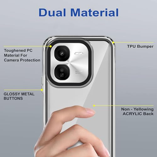 Image of amazon basics Back Case Cover for iQOO Z9x 5G | Compatible for iQOO Z9x 5G Back Cover | Case Cover with Camera Protection | (TPU + PC | Translucent Black)