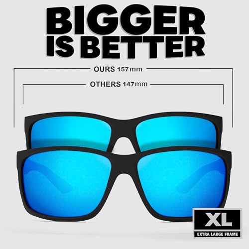 Image of WISTON XXL Z87 Sunglasses for Men Women Fit Big Head Sunglasses UV400 Protection TR90 Frame Wide Square Sun GlassesZ8242